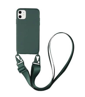 Capa de silicone para iPhone 13 com alça transversal ajustável no